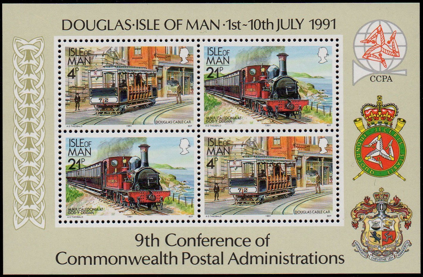 Isle of Man Booklet Stamps Trains 1988-1992